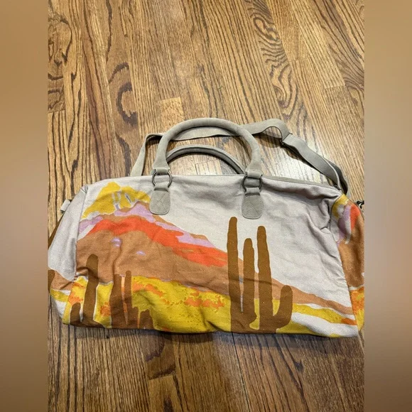 Free People New Horizons Suede & Canvas Weekender Bag- Cactus - Picture 6 of 8